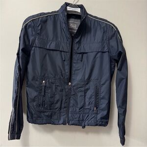 Jacob Vintage Blue Windbreaker Sporty Stand-Up Collar Small